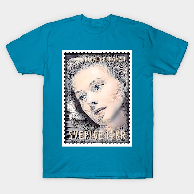 Ingrid Bergman - Swedish Stamp T-Shirt by Desert Owl Designs